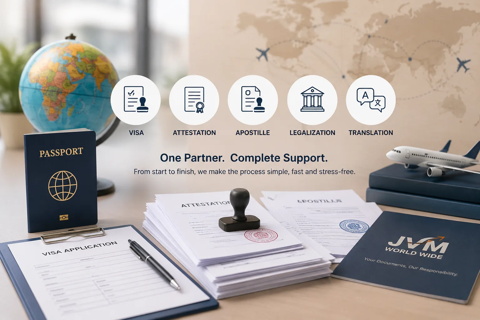 One partner for every document need — visa, attestation, apostille and legalization services across India | JVM World Wide